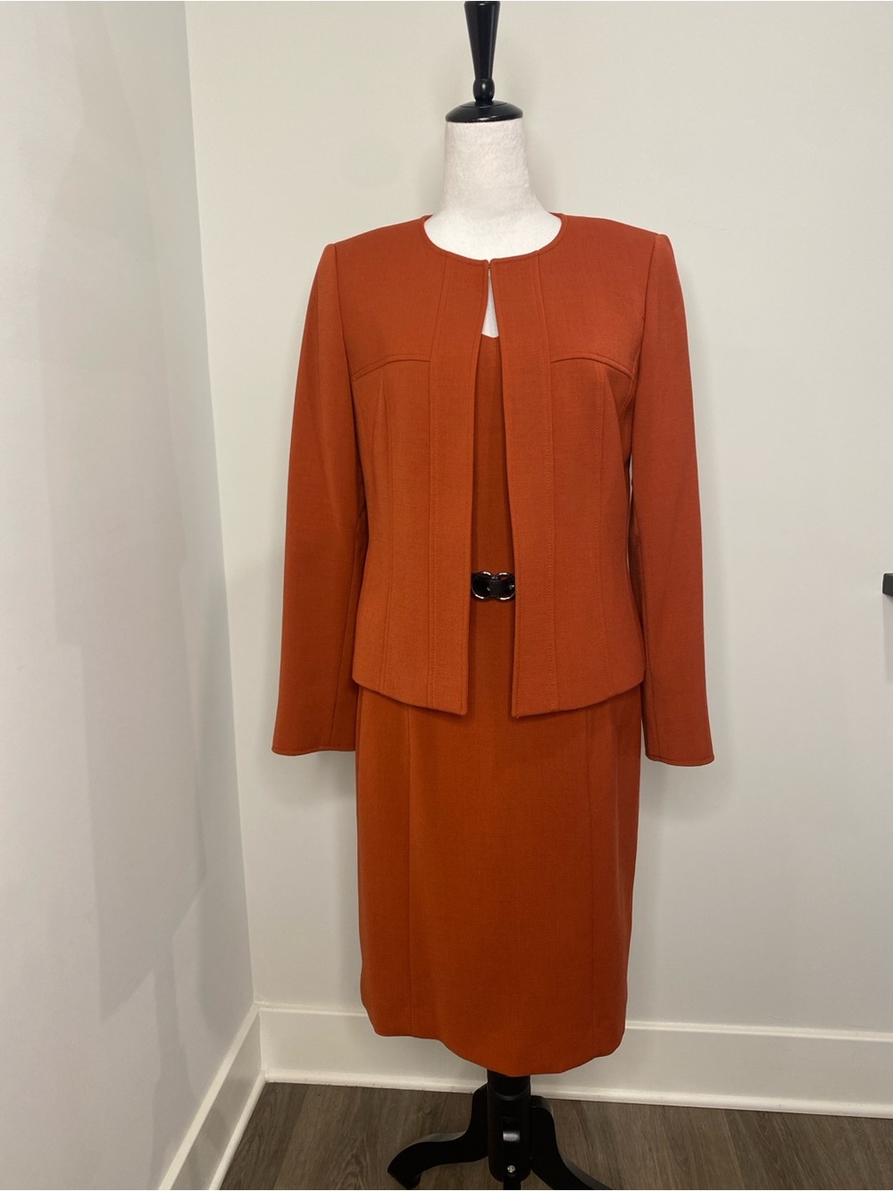 Rust Orange Midi Dress with Matching Jacket